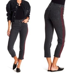 HUDSON Dark Grey Jeans with Red Stripe Detail